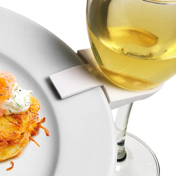 10 Pack White Wine Glass Plate Clip Holder - 75mm - Stand Up Buffet Party