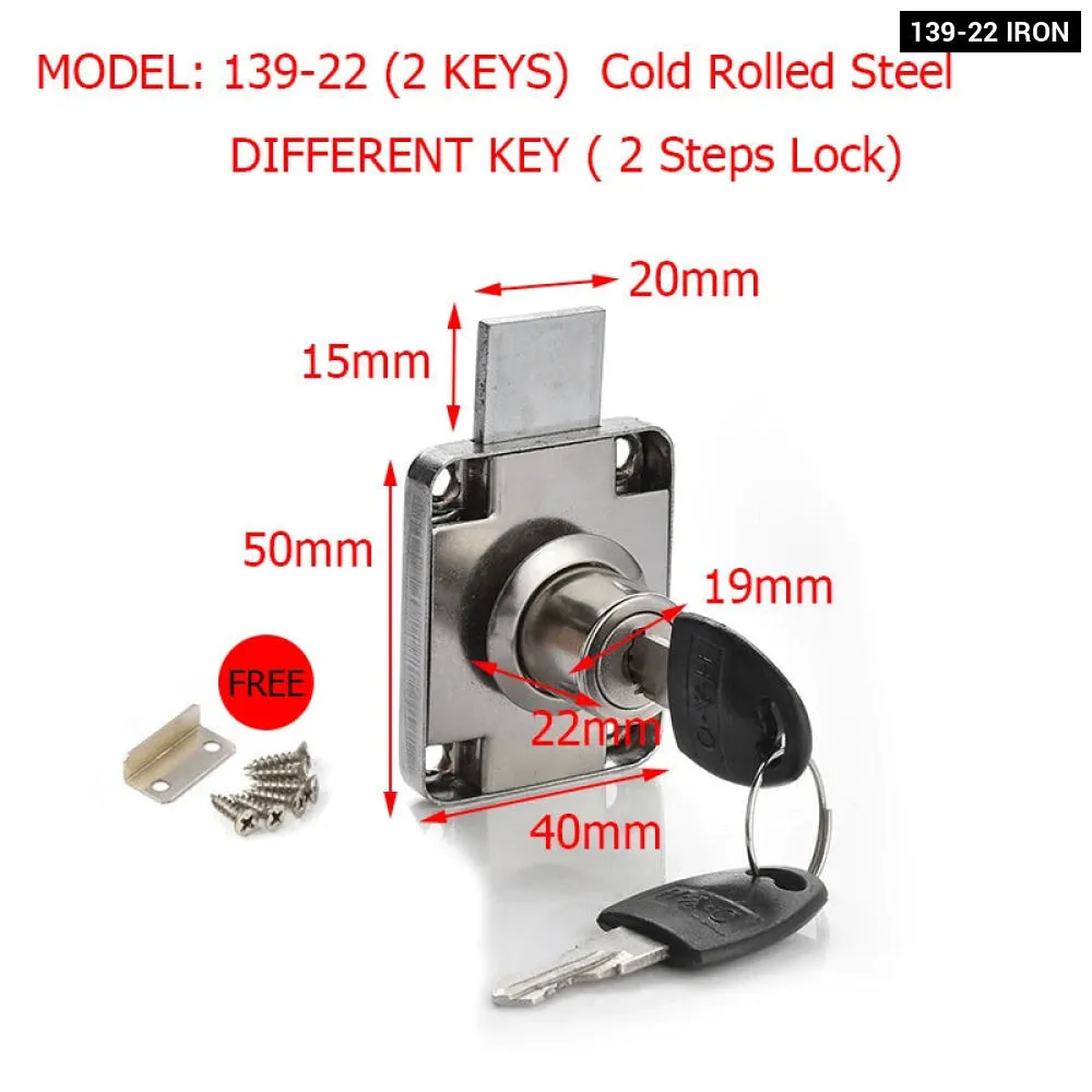 2 Key Copper Drawer Lock for Furniture Mailbox