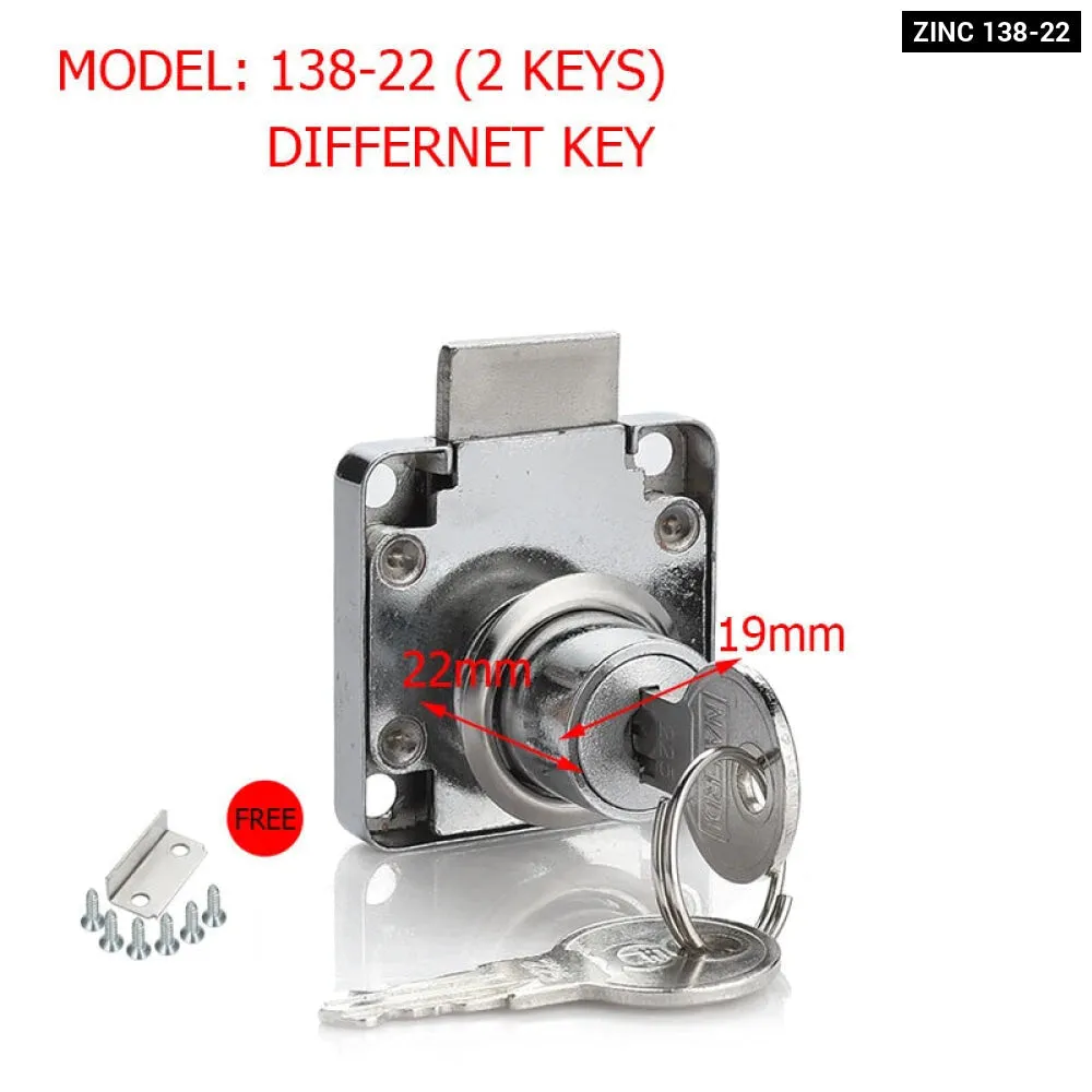 2 Key Copper Drawer Lock for Furniture Mailbox