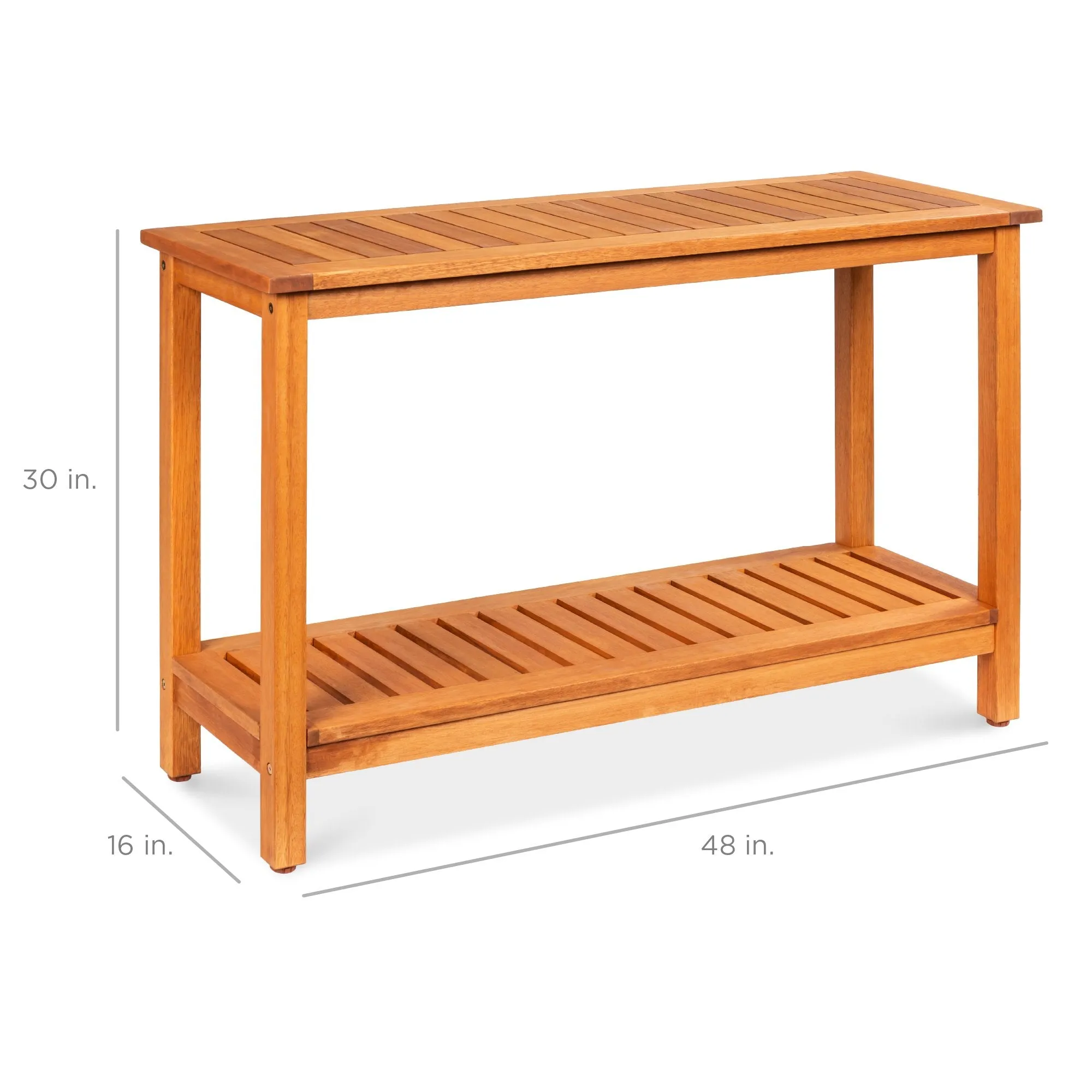 2-Shelf Wood Console Table Storage Organizer w/ Natural Finish - 48in