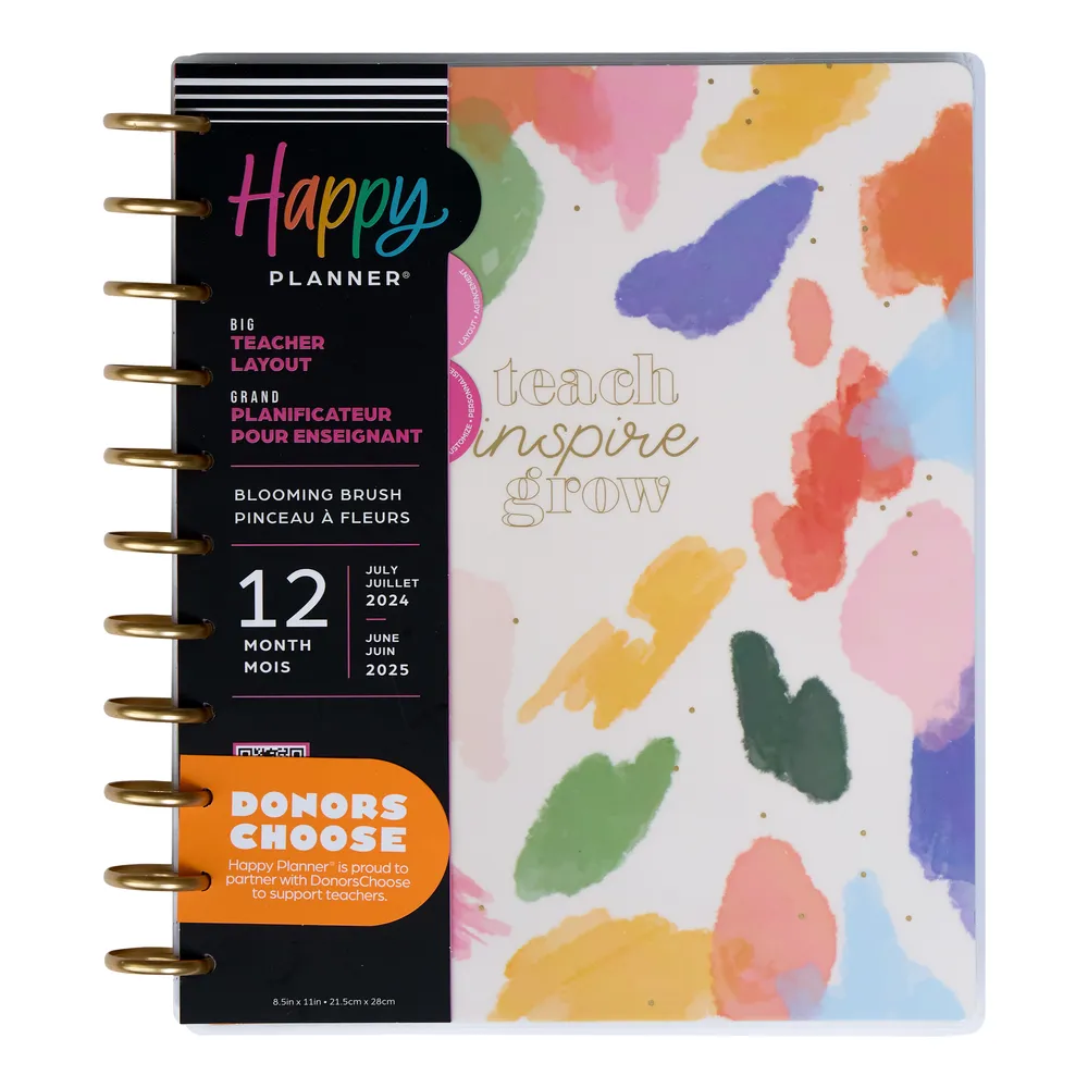 2024 Blooming Brush Teacher Happy Planner - Big Teacher Layout - 12 Months