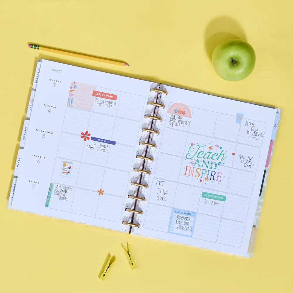 2024 Blooming Brush Teacher Happy Planner - Big Teacher Layout - 12 Months