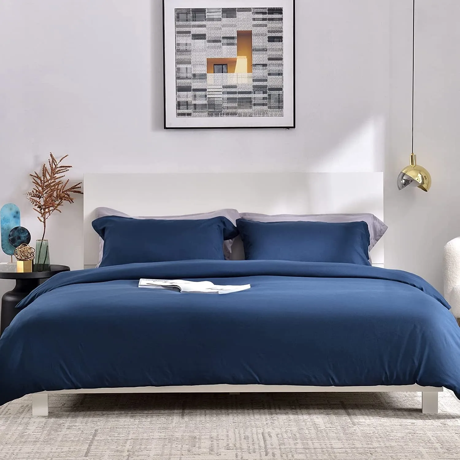 3 Pieces Duvet Cover  - Brushed Microfiber Soft Duvet Cover Set 3 Pieces with Zipper Closure, Duvet Covers with 1 down Comforter Cover and 2 Pillow Shams Soft Fabric Easy Care