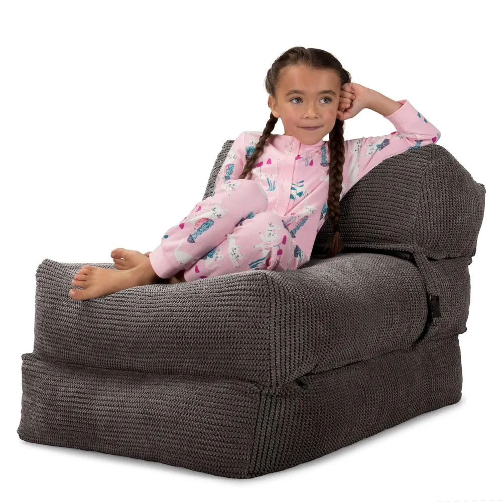 Avery Futon Chair Bed Single - Pom Pom Charcoal Grey