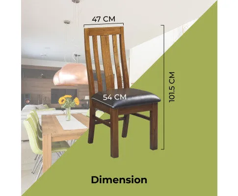 Birdsville 7pc Dining Set 190cm Table 6 PU Seat Chair Solid Mt Ash Wood - Brown
