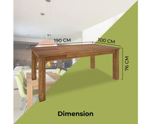 Birdsville 7pc Dining Set 190cm Table 6 PU Seat Chair Solid Mt Ash Wood - Brown