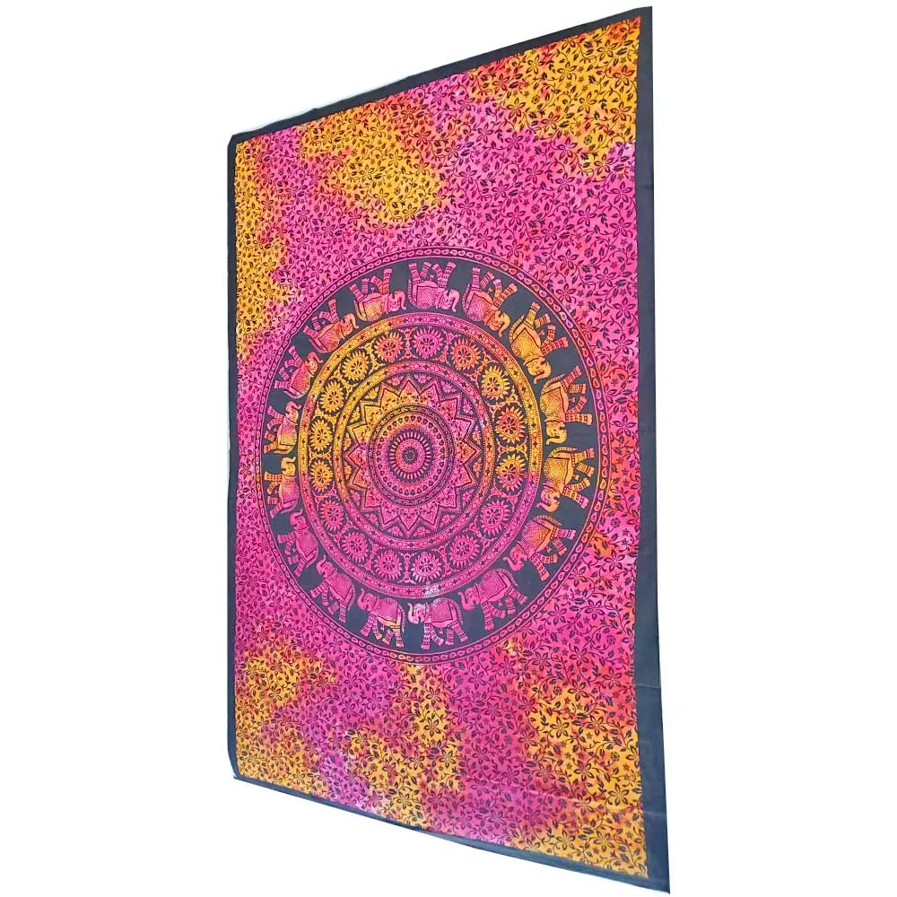 Chakra Star Elephant Mandala Tie Dye Tapestry