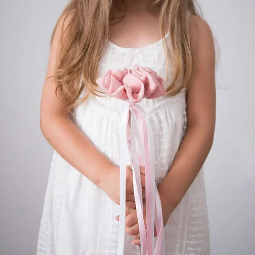Fabric Ruffle Flower on a Stem Wedding Ceremony