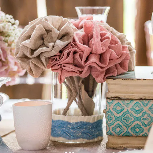 Fabric Ruffle Flower on a Stem Wedding Ceremony