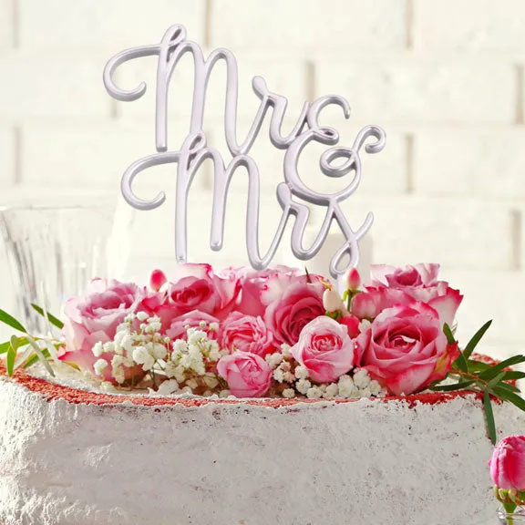 Gold or Silver Mr & Mrs Wedding Cake Topper
