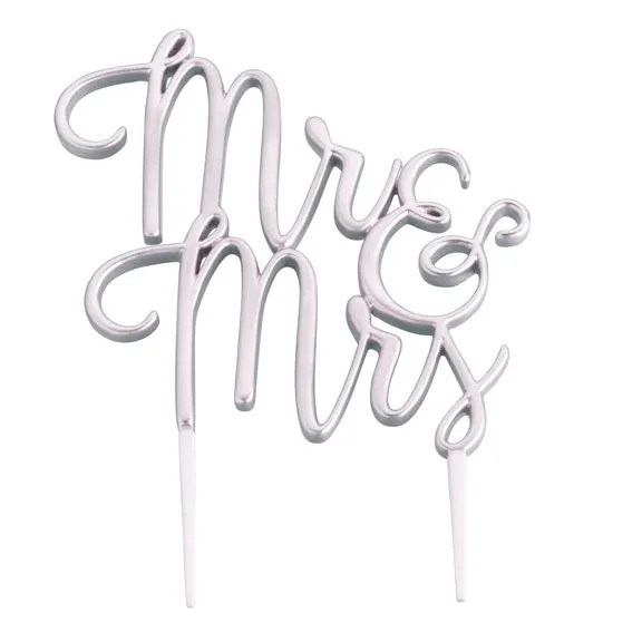 Gold or Silver Mr & Mrs Wedding Cake Topper