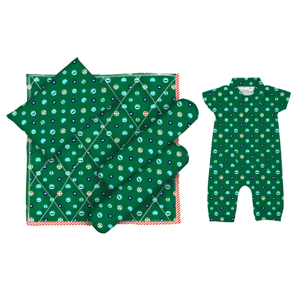 Layette Set with Long-Legged Romper <br>Sea Elements<br> <span style="font-size: 11px; font-family:Helvetica,Arial,sans-serif;">Can Be Personalised</span>