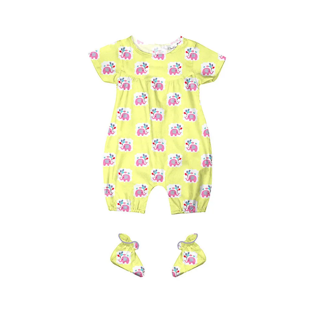 Layette Set with Short-Legged Romper & Booties <br> Elephant with Balloons <br> <span style="font-size: 11px; font-family:Helvetica,Arial,sans-serif;">Can Be Personalised</span>