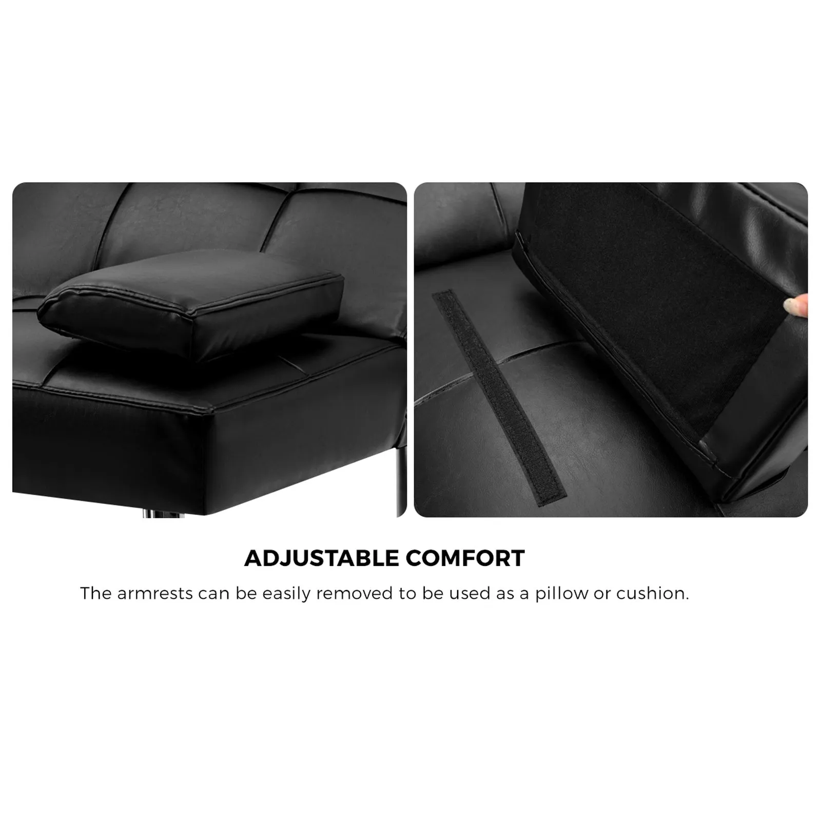 Oikiture Sofa Bed Lounge Leather 3 Seater Futon Couch Beds Sofabeds Cup Holder