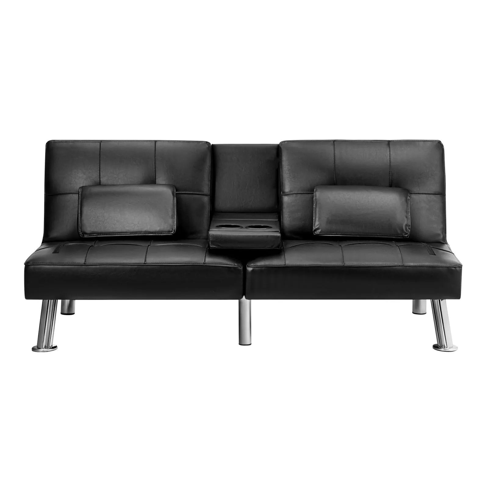 Oikiture Sofa Bed Lounge Leather 3 Seater Futon Couch Beds Sofabeds Cup Holder