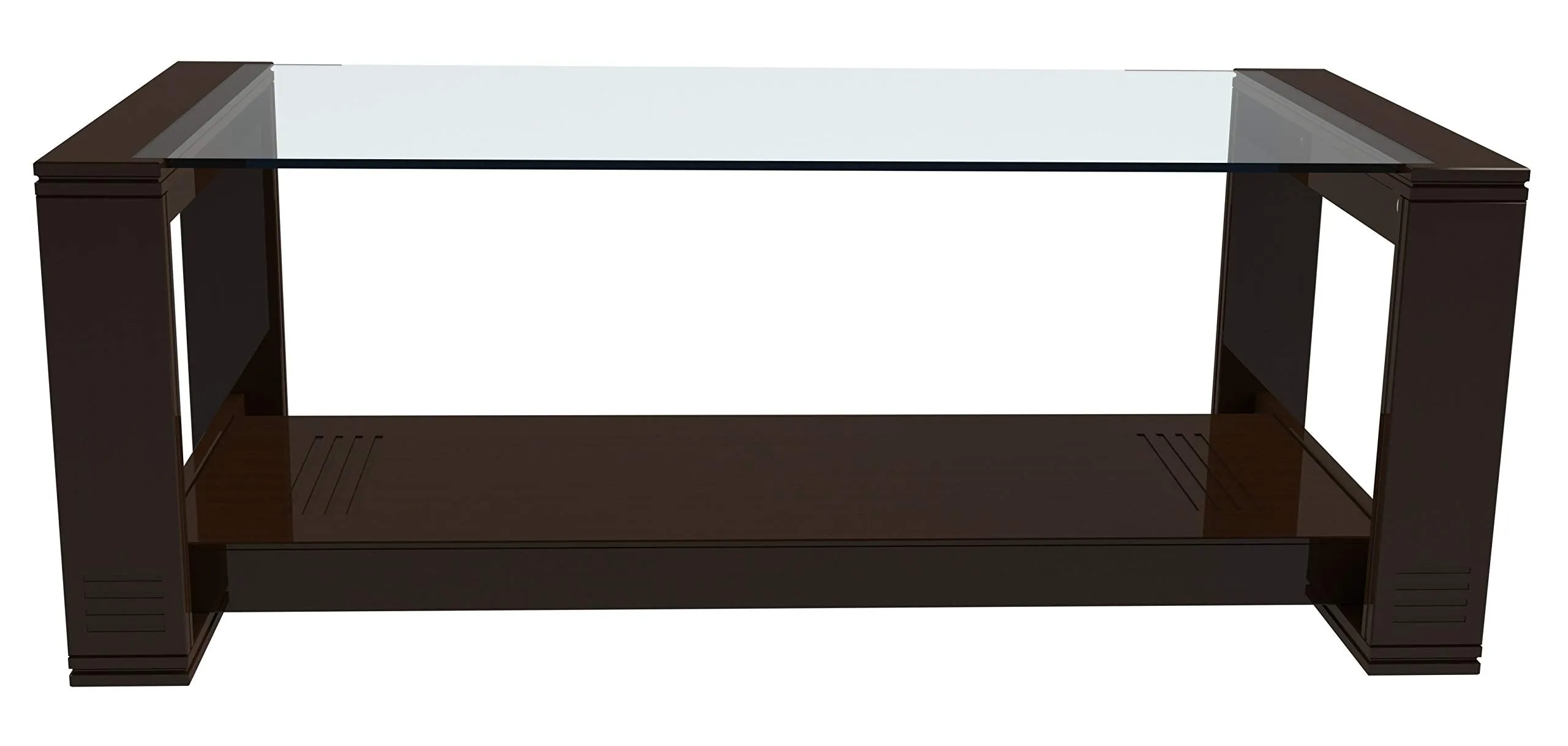 RJKART MDF Wood Glass Top Center Coffee Table with Bottom Shelf Storage for Bedroom Living Room Home Solid Wood Tea Tables Wooden Furniture for Office (Black Finish) - by Elegante HOMEZ