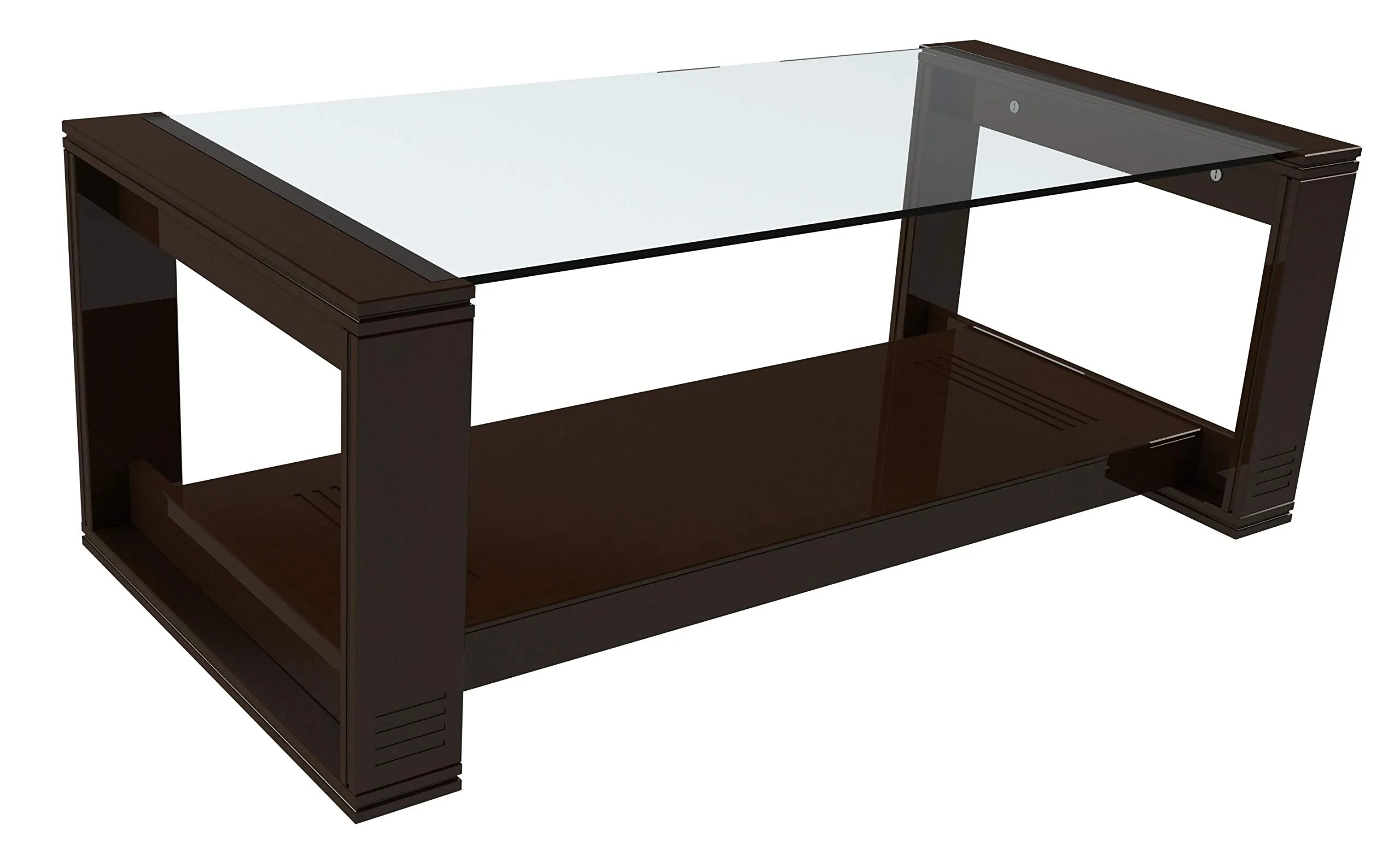 RJKART MDF Wood Glass Top Center Coffee Table with Bottom Shelf Storage for Bedroom Living Room Home Solid Wood Tea Tables Wooden Furniture for Office (Black Finish) - by Elegante HOMEZ