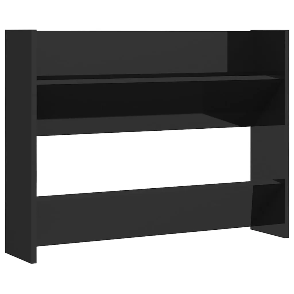 Wall Shoe Cabinets 2 pcs High Gloss Black 80x18x60 cm Chipboard